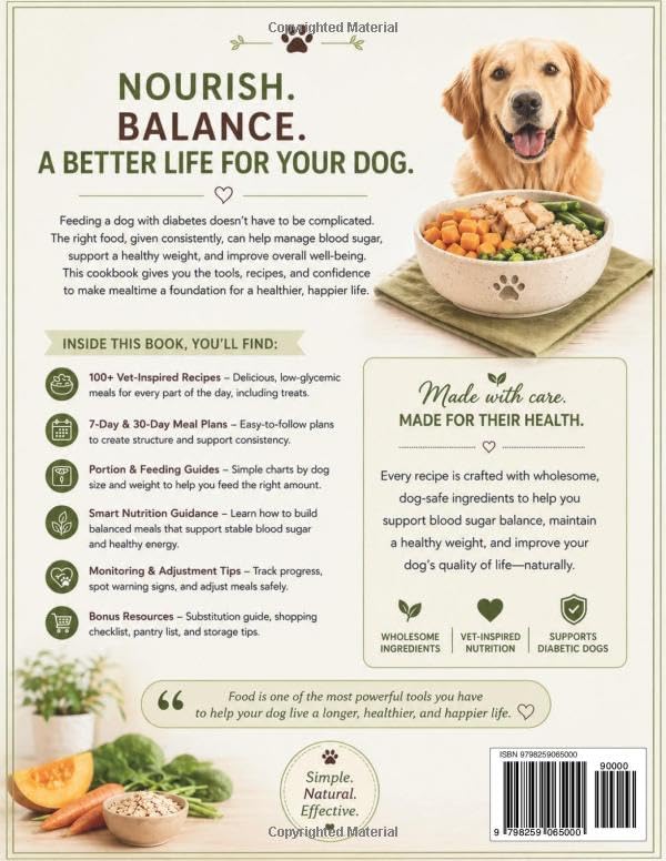 Homemade Diabetic Diet Cookbook For Dogs: 100+ Vet-Inspired Low-Glycemic Recipes, Meal Plans, and Feeding Guides to Naturally Support Blood Sugar Balance, Healthy Weight, and Energy in Diabetic Dogs by Nita W. Smith