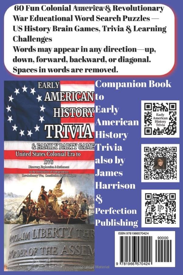 Early American History Word Search Puzzles #1—Easy to Read Historical Puzzle Book for Adults, Seniors & Students: 50+ Fun Colonial America & ... & Family Game Series - Study, Learn & Laugh) by James Harrison