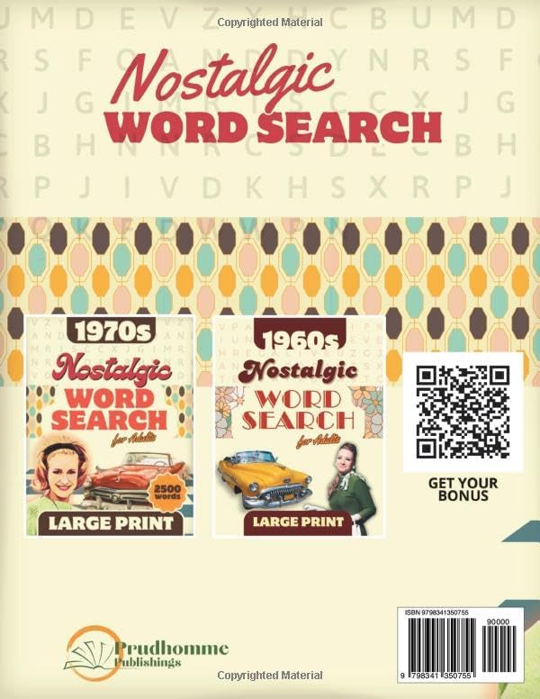Nostalgic Large Print Word Search for adults: 1970s Nostalgic Word Search Puzzles for Adults & Seniors: Large Print Fun from the 70s with retro Puzzles and trivia to relieve anxiety and relaxation. by Orlando Prudhomme