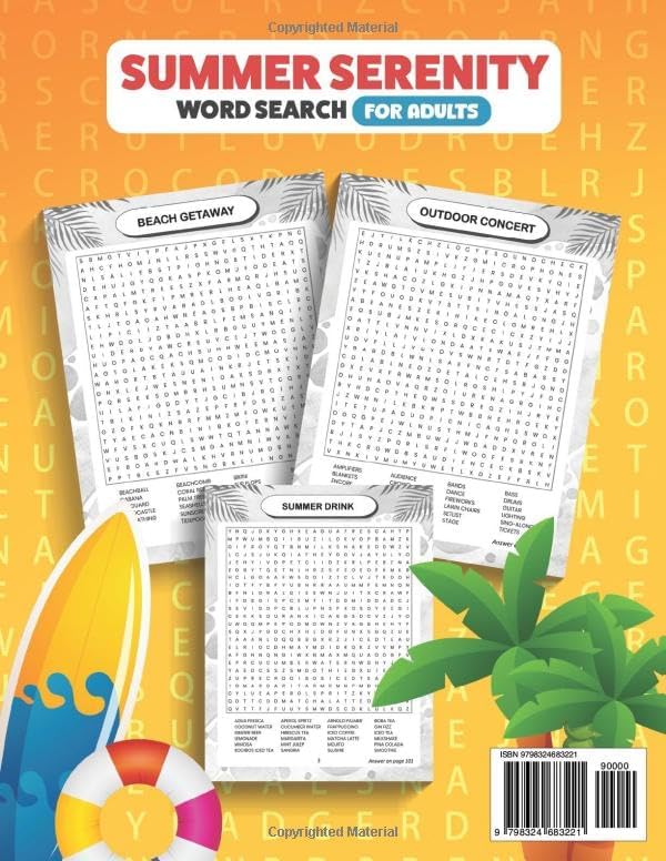 Summer Serenity Word Search for Adults Large Print (100 Themed Puzzles): Relaxing Seasonal Puzzle Book to Unwind and Stay Sharp (Gift Books for Adults & Seniors) by BrainyBeez Publishing