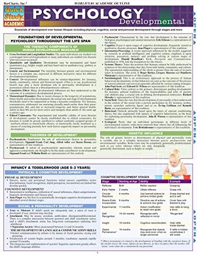 Psychology: Developmental (Life Span): QuickStudy Laminated Reference Guide (Quick Study Academic) by Inc. BarCharts Publishing