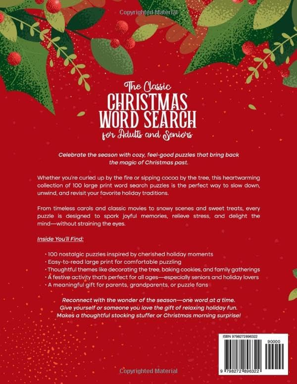 The Classic Christmas Word Search for Adults and Seniors: 100 Cozy Holiday Puzzles of Timeless Traditions to Spark Joy, Relive Memories, and Celebrate the Season (Nostalgic Gifts) by Diana Seto