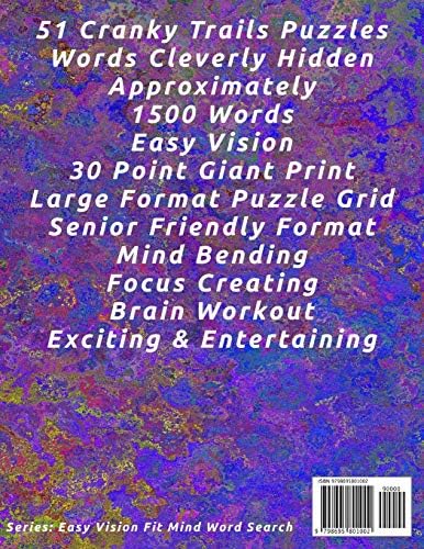 Word Search Book For Seniors: Pro Vision Friendly, 51 Cranky Trails Puzzles, 30 Pt. Extra Large Print, Vol. 43 (Easy Vision Fit Mind Word Search) by Mark English