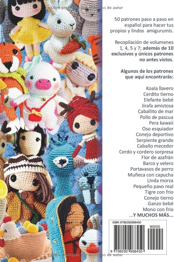 Libros de amigurumis: 50 Patrones de Amigurumis en Español: Recopilación de 4 Volúmenes con Animalitos, Muñecas, Llaveros, Personajes y 10 Patrones ... Amigurumis en español) (Spanish Edition) by Creamox Editorial