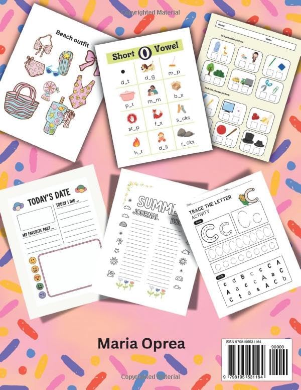 Summer Activity Workbook for Girls: Handwriting, Math, Mazes, Creative Prompts & Fun Games for Ages 6-12 by Maria Oprea