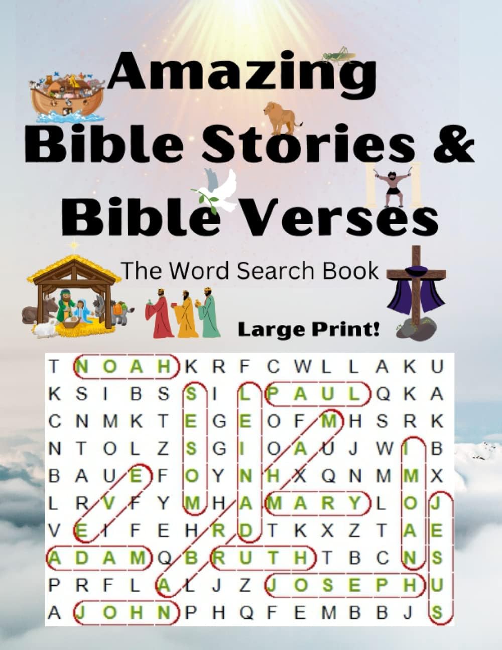 Amazing Bible Stories and Bible Verses The Word Search Book | Large Print Word Search Book | Puzzle for Kids, Teens, Adults and Seniors: Psalms, ... | Bible Word Search | Christian Word Search by We Love Words Publishing