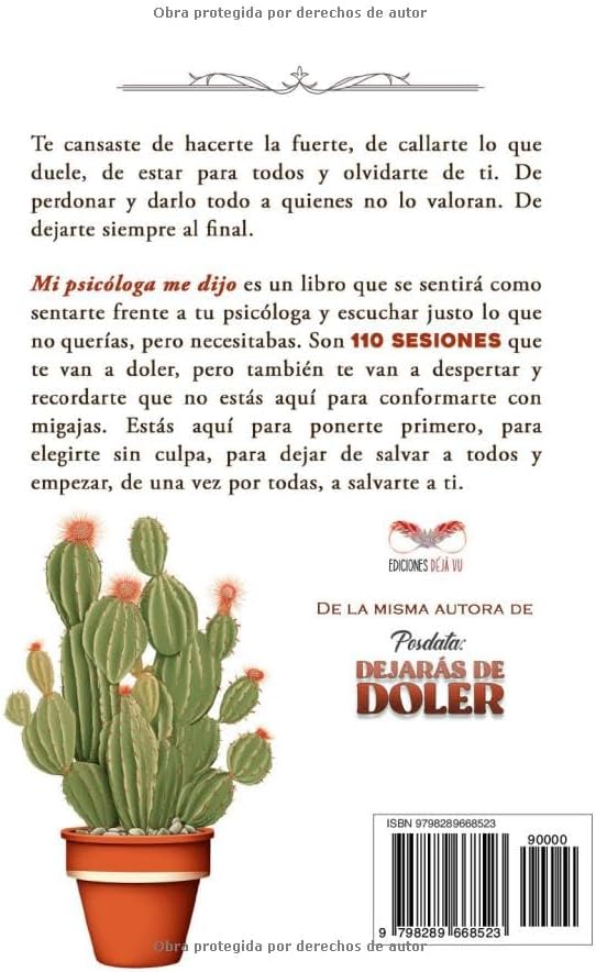 MI PSICÓLOGA ME DIJO: 110 sesiones para elegirte sin culpas y dejar de aguantar tanta mierd* (Spanish Edition) by Katherine Hoyer