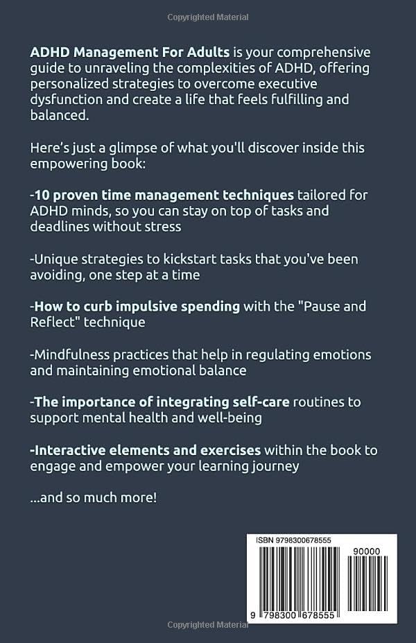 ADHD Management For Adults: Learn how ADHD impacts adults, how to manage executive dysfunction, and how to create a balanced life by Richard Patterson