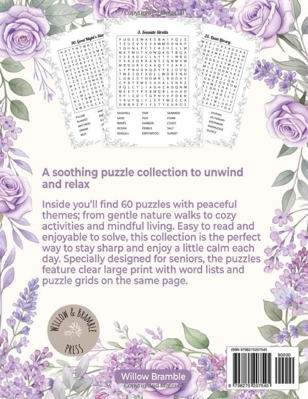 Relaxing Word Search for Seniors: 60 Large Print Puzzles with Peaceful, Calm and Mindful Themes (W&B Word Search Puzzles) by Willow Bramble
