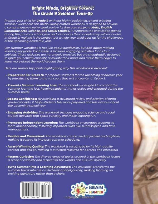 Summer Activity Playground Grade 8-9: 8 Weeks of Summer Activities - Math, ELA, Science, Reading and Social Studies by Brain Hunter Prep