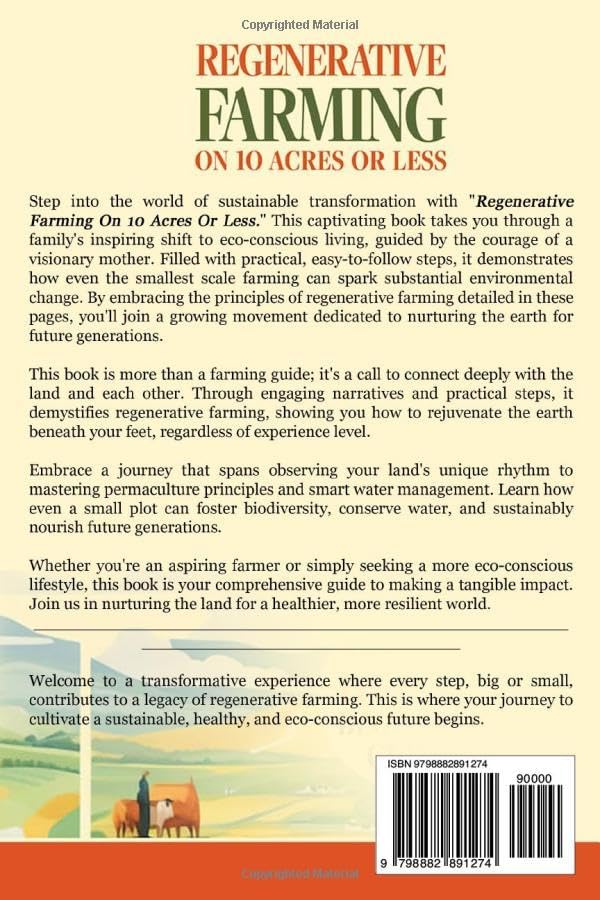 Regenerative Farming On 10 Acres Or Less: Cultivate Sustainable Food, Healthy Soil and Eco-Conscious Living, Even if You’ve Never Farmed Before by Kellie Mann