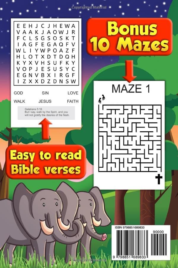 Bible Word Search For Kids Ages 4-8: 40 Word Search Puzzles With 10 Bonus Mazes. by Mandy Davis
