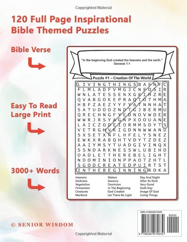 Bible Word Search For Seniors Old Testament Large Print: 120 Biblical Word Find Puzzles - With Bible Scriptures by Senior Wisdom