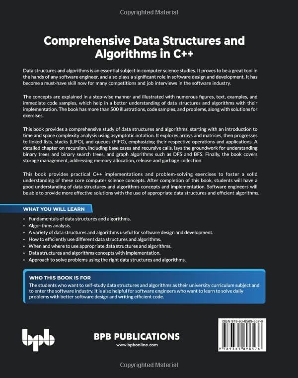 Comprehensive Data Structures and Algorithms in C++: Learn fundamentals with 500+ code samples and problems (English Edition) by S. K. Srivastava