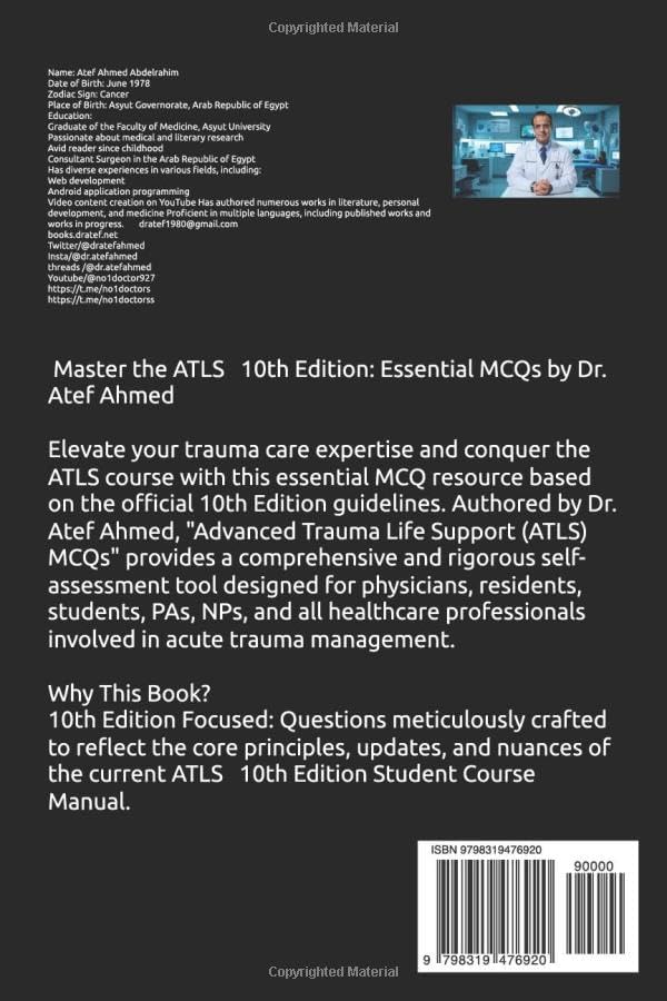 Advanced Trauma Life Support (ATLS) MCQs by Atef Ahmed