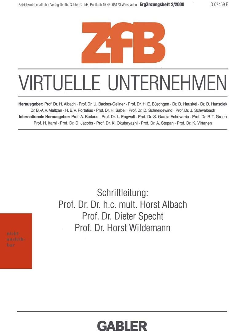 Virtuelle Unternehmen (ZfB Special Issue, 2) (German Edition) by Horst Albach