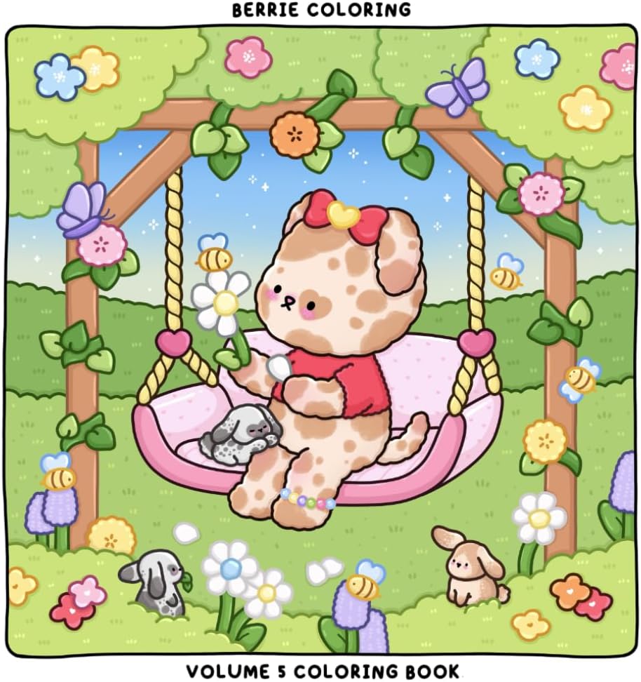 Berrie Coloring Volume 5: Cute and Cozy Coloring Book for Adults & Kids Featuring Easy to Color Animal Illustrations and Adorable Scenes by Berrie Coloring