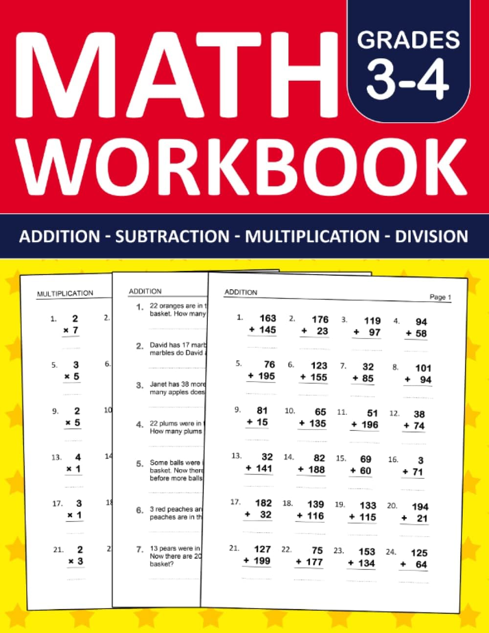 Math Workbook Grade 3 & 4 Addition, Subtraction, Multiplication, and Division Exercises: 3rd Grade and 4th Grade Math Practice Workbook With 880 ... |Math Worksheets For Grade 3 & 4 (Ages 8-10) by Emma. School