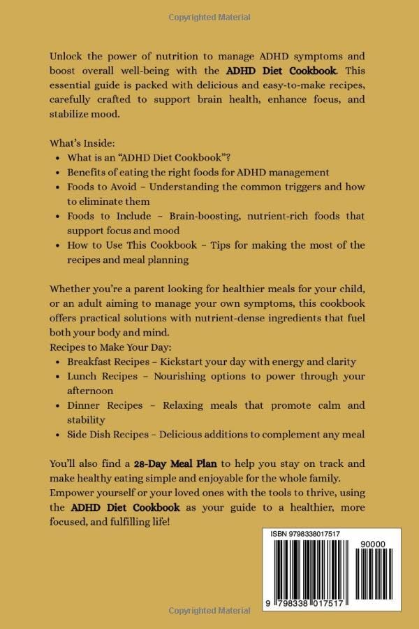 ADHD Diet Cookbook: Wholesome Meals to Promote Focus and Reduce Symptoms | 28 Day Meal Plan by Linda K. Brandon