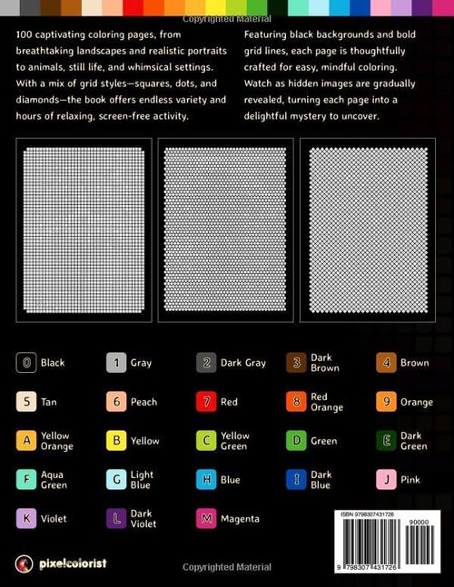 100 Color by Number Mysteries: A Coloring Book for Adults Relaxation and Wonder – Squares, Diamonds, Dots (Pixelcolorist Quest) by Pixelcolorist Books