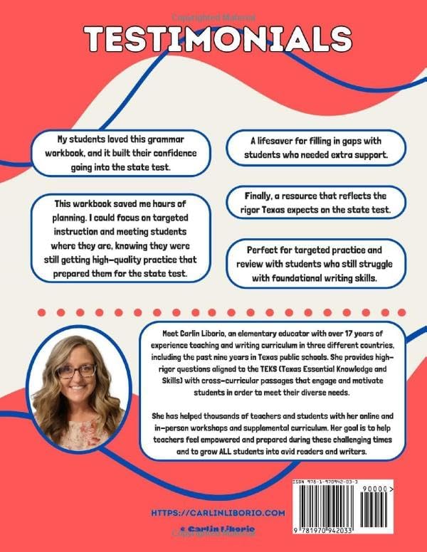 Grammar Skills Student Workbook - 3rd Grade: English Language Arts - 34 Learn Pages + Sentence and Multiple-Choice Practice (3rd Grade Language Arts Series) by Carlin Liborio