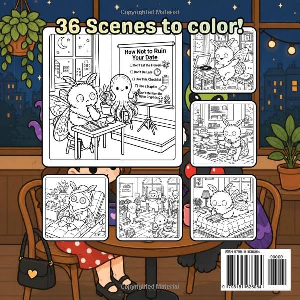 Mothman's First Date: Cute Cryptid Coloring Book by Mock Berry