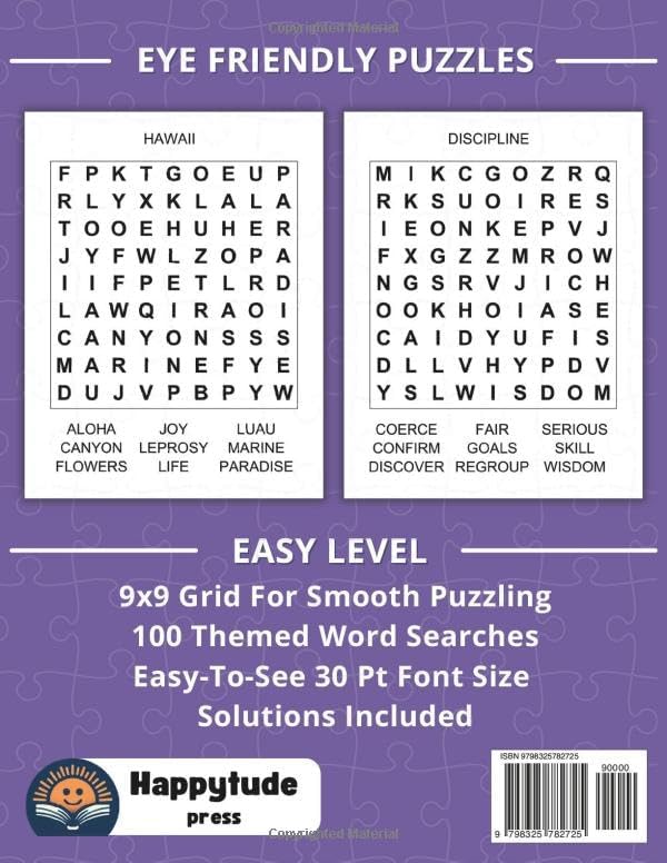 Extra Large Print Word Search: Easy Word Find Book For Seniors & Adults; 100 Themed Puzzles With Very Big Letters (Jumbo 30 Pt Font Size) - Anti Eye ... Letters (30 Font Size) To Have Fun And Relax) by Happytude Press