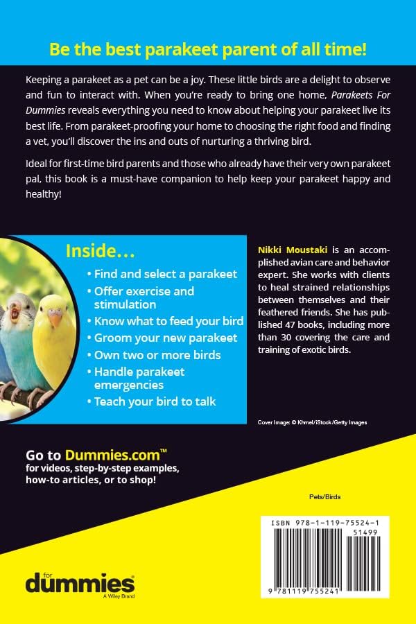 Parakeets For Dummies (For Dummies (Pets)) by Nikki Moustaki