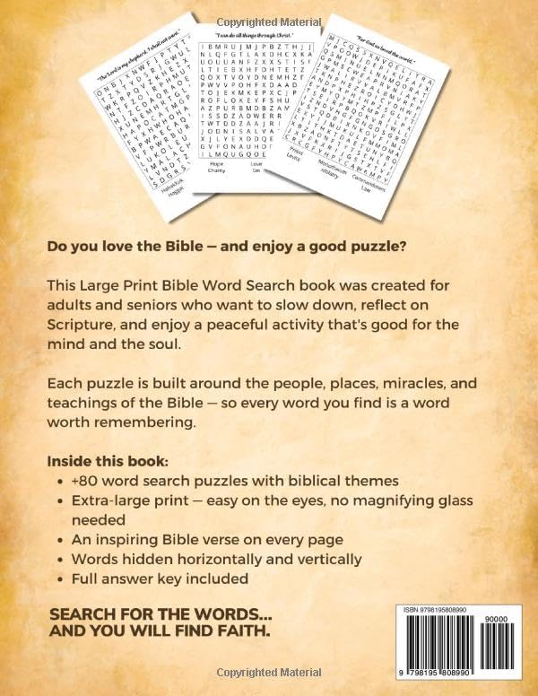 Large Print Bible Word Search for Adults and Seniors: Christian Word Search Puzzle Book with Bible Verses and Inspirational Teachings. Perfect Gift for Grandparents by Walk with Jesus