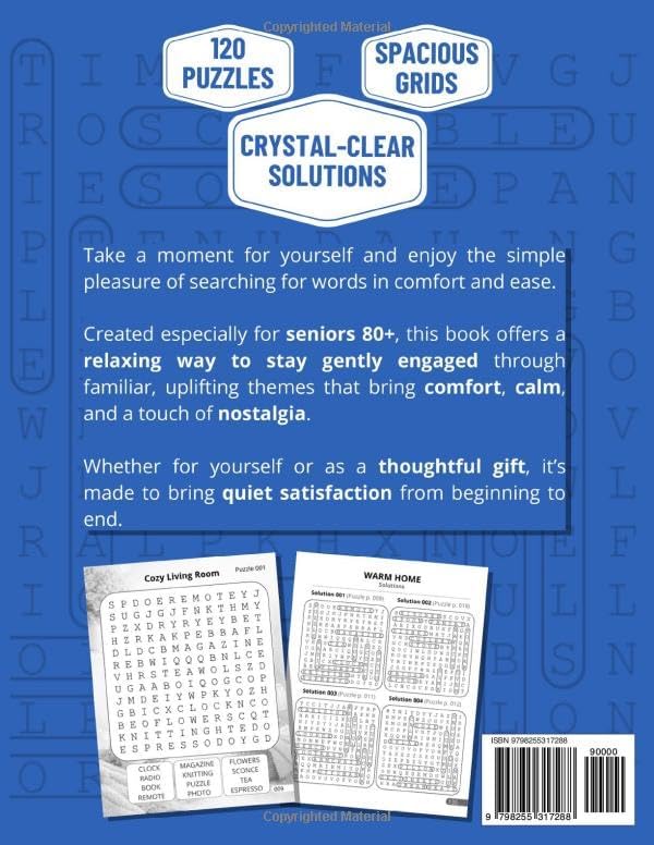 Extra Large Print Word Search for Seniors 80+: No diagonal, No backward, No overlaps by Clara Alderwyn