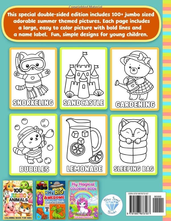 Summer Coloring Book for Kids: Fun Travel and Road Trip Activity for Girls and Boys Ages 4-8 and Toddlers 1-3, 2-4 by BJB Publishing
