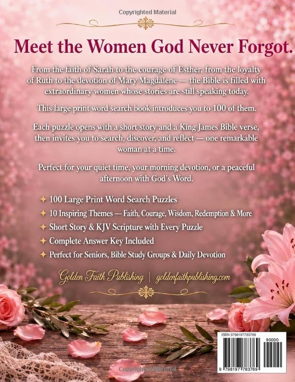 Inspirational Women of the Bible Large Print Bible Word Search for Seniors: 100 Puzzles & Stories of the Women Who Shaped Biblical History | Faith, ... Women of the Bible Word Search) by Golden Faith Publishing