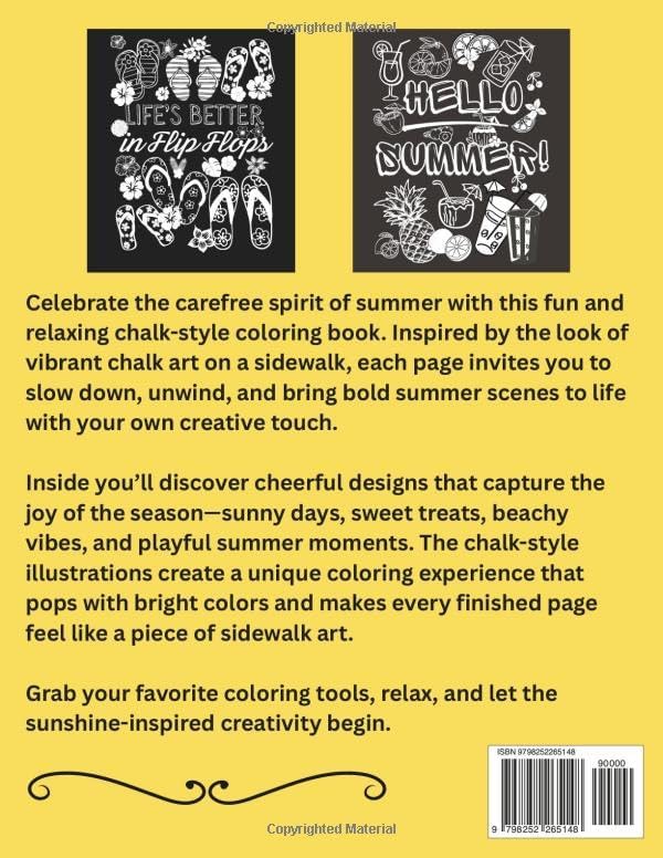 Chalk-Style Summer Coloring Book: A Relaxing Chalk-Style Summer Coloring Book for Adults with Fun Seasonal Scenes, Beach Vibes, and Stress-Relieving Pages by Manda Panda