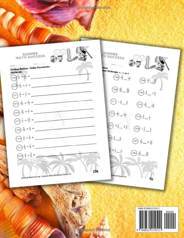 Summer Math Success: Summer Math Workbook 4-5: 180 Worksheets of Decimals, Fractions, Pre Algebra, Geometry and More by All Seasons Math