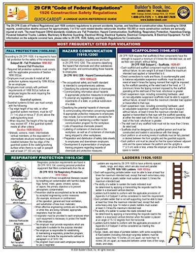 29 CFR "Code of Federal Regulations" Quick-Card by Builders Book