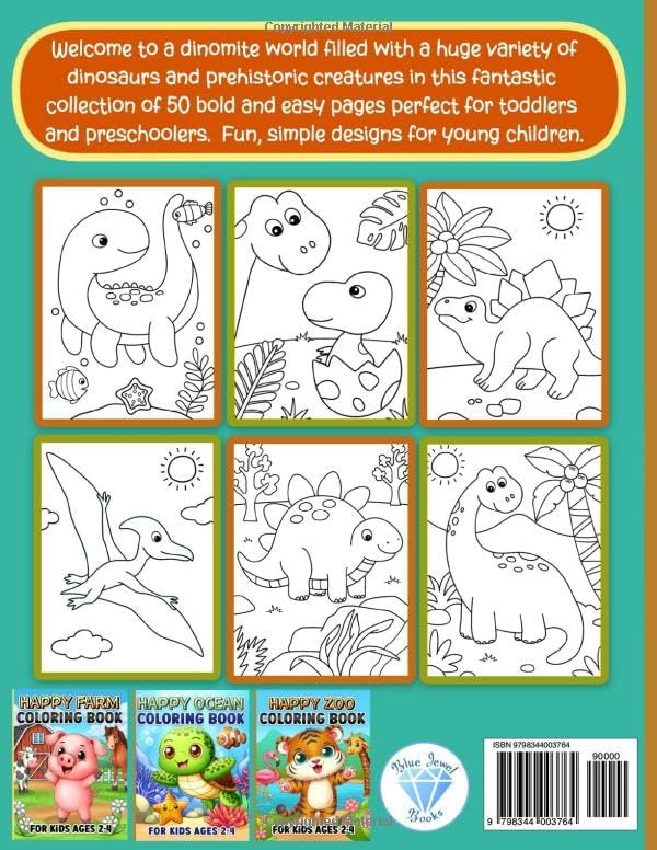 Coloring Book for Kids Ages 2-4: Easy Dinosaurs for Toddlers by BJB Publishing