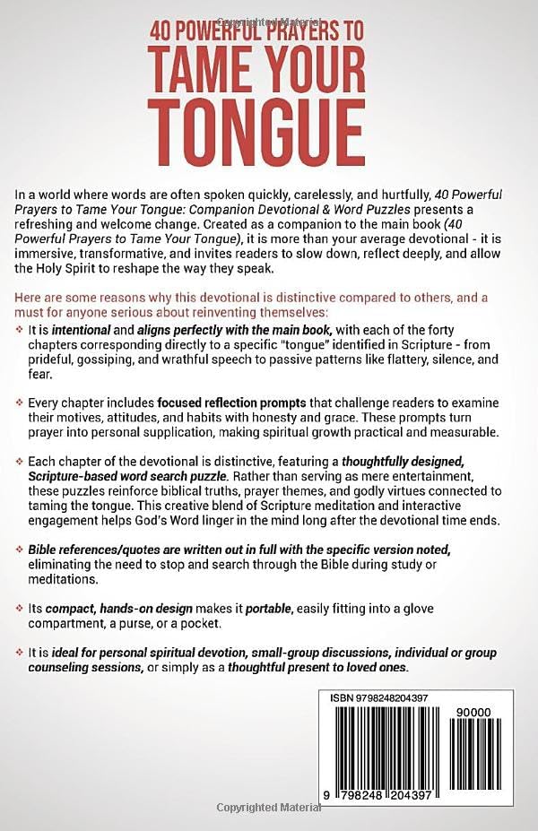 Companion Devotional to 40 Powerful Prayers to Tame Your Tongue: A Scripture-Based Prayer Guide with Reflection Prompts and Daily Positive ... Word Puzzles!) (Power Devotionals Series) by JK Karliese