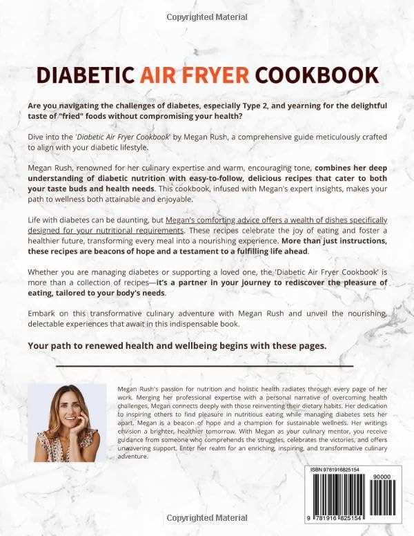 Diabetic Air Fryer Cookbook: Delicious, Simple, Healthy Recipes for Beginners. Tackle Type 1 & 2 Diabetes Efficiently. Suitable for Prediabetics and ... Meal Plan (Diabetic Cookbook Collection) by Megan Rush