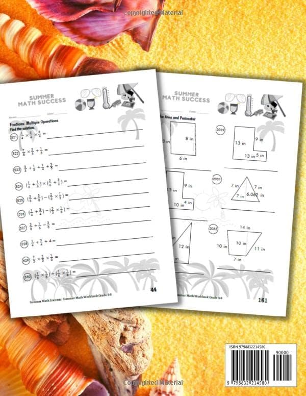 Summer Math Success: Summer Math Workbook 5-6: 180 Worksheets of Fractions, Pre Algebra, Inequalities, Geometry and More by All Seasons Math