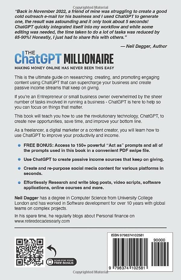 The ChatGPT Millionaire: Making Money Online has never been this EASY (How to make money with AI) by Neil Dagger