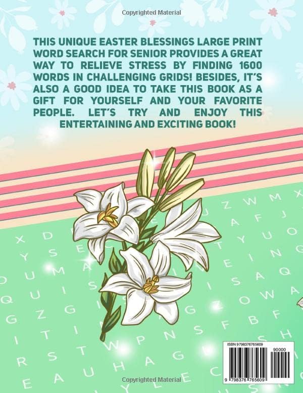 100 Easter Blessings Large Print Word Search For Seniors: 1600 Inspirational & Positive Words Wordsearch Books For Adults, Middle-Aged, Seniors, Elderly | Easter Gifts With Beautiful Designs by Ellyse Mayfield