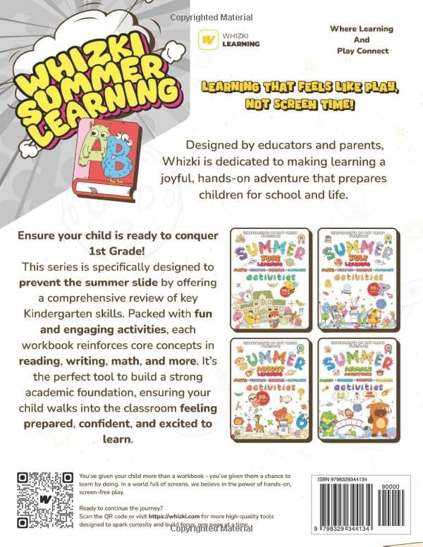 Whizki Summer Activities Kindergarten to 1st Grade Workbooks, Numbers Tracing, Social Studies Summer Learning, Alphabet Tracing Book with Fun ... Workbooks – Kindergarten & 1st Grade) by Whizki Learning