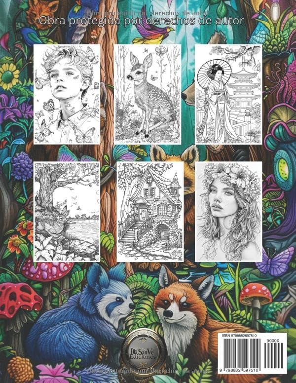 34 Dibujos Variados para Colorear: Libro para Colorear para Adultos y no tan Adultos. Paisajes, Animales, Hadas, Casas Encantadas (Spanish Edition) by Ola San Ve