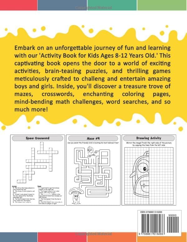 Activity Book For Kids Ages 8-12 Years Old: Fun and Challenging Activities, Puzzles, and Games for Amazing Boys and Girls: Mazes, Crosswords, Math Challenges, Word Searches, and More! by Creative Funland