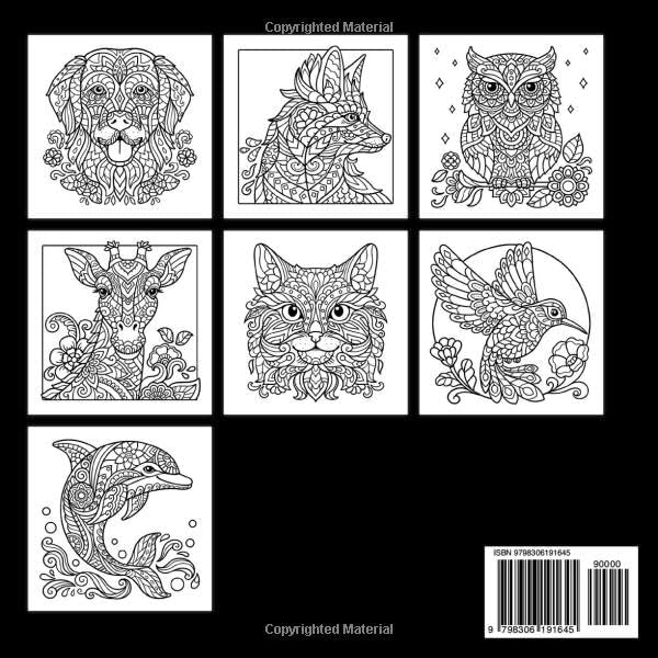 Art Therapy: Relaxing Coloring Book Featuring Mandala Animal Patterns with Dogs, Cats, Butterflies, and Ocean Creatures for Stress Relief Moments by Clara Moon