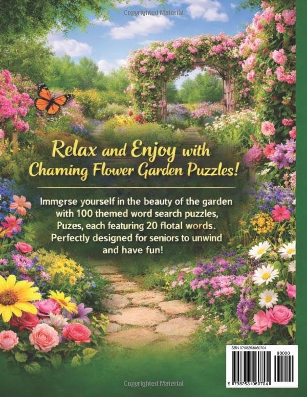 FLOWER GARDEN WORD SEARCH PUZZLES FOR SENIORS: LARGE PRINT EASY READ 100 THEMED PUZZLES EACH WITH 20 WORDS TO SEARCH AND HAVE FUN BRAIN GAMES FOR SENIORS by Brian R Flynn