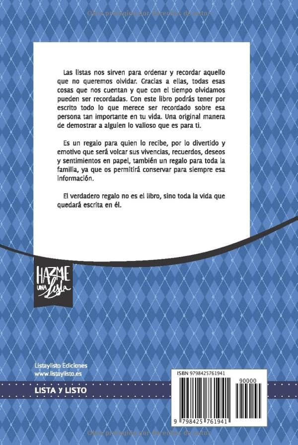 Hazme una lista papa (LIBRO REGALO PARA EL MEJOR PADRE): Las listas de tu vida PAPA (Spanish Edition) by Lista y Listo