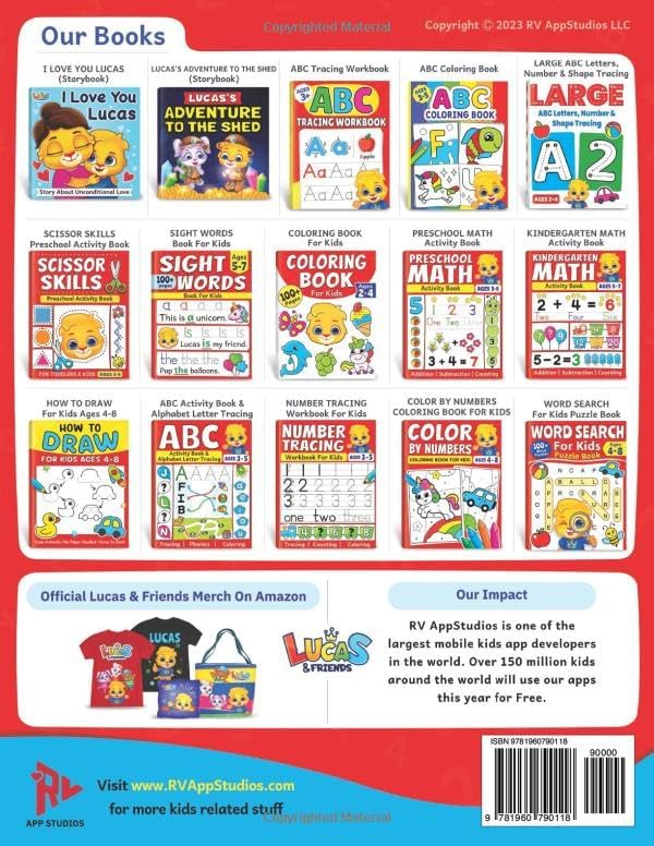 100 Timed Tests for Addition and Subtraction: Math Book for Kids Ages 4 to 7 | Preschool, Kindergarten & 1st Grade Educational Math Workbook | Addition and Subtraction Mathematics Drills by Lucas & Friends by RV AppStudios