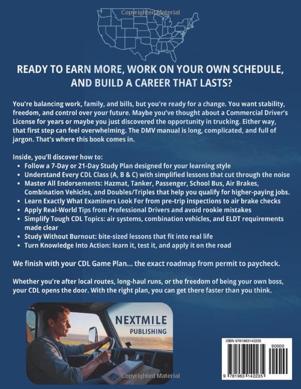 Fast-Track CDL Study Guide & Exam Prep: Step-by-Step Plan to the Commercial Driver’s License Class A/B/C & Endorsements with Full Practice Tests – Your Coach to Pass the First Time & Start Earning by NextMile Publishing