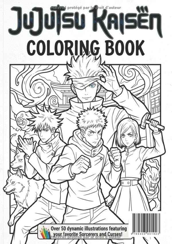 Jujutsu Kaisen Coloring Book: 50+ Single-Sided Coloring Pages for Anime Fans (French Edition) by Orie Kitada